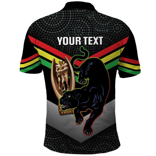 Personalised Panthers Rugby 2024 Polo Shirt Mascot With Trophy Go Champions Aboriginal Art
