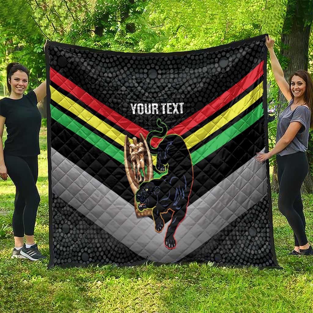 Personalised Panthers Rugby 2024 Quilt Mascot With Trophy Go Champions Aboriginal Art
