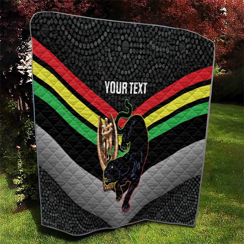Personalised Panthers Rugby 2024 Quilt Mascot With Trophy Go Champions Aboriginal Art
