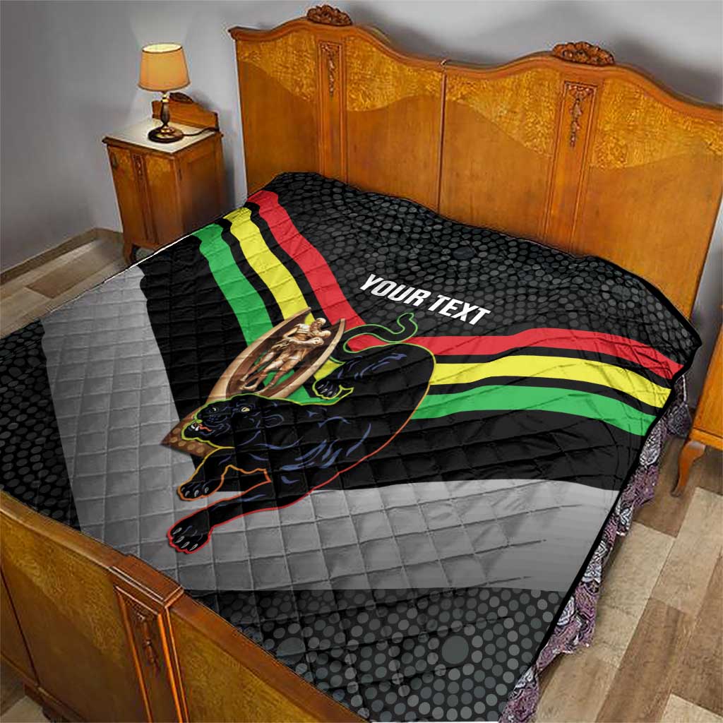Personalised Panthers Rugby 2024 Quilt Mascot With Trophy Go Champions Aboriginal Art