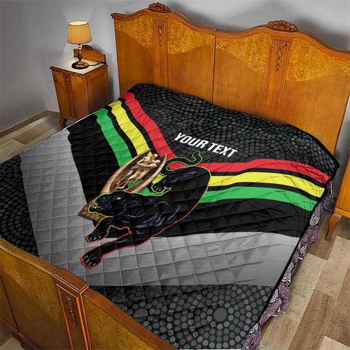 Personalised Panthers Rugby 2024 Quilt Mascot With Trophy Go Champions Aboriginal Art