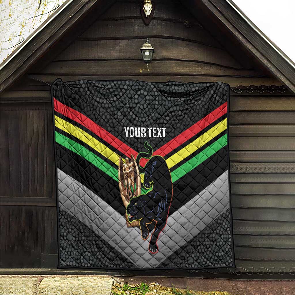 Personalised Panthers Rugby 2024 Quilt Mascot With Trophy Go Champions Aboriginal Art