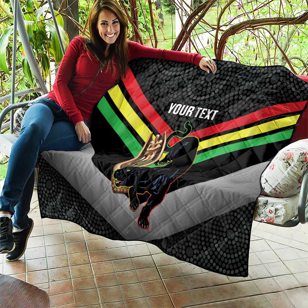 Personalised Panthers Rugby 2024 Quilt Mascot With Trophy Go Champions Aboriginal Art