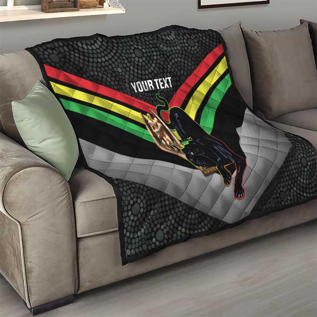 Personalised Panthers Rugby 2024 Quilt Mascot With Trophy Go Champions Aboriginal Art