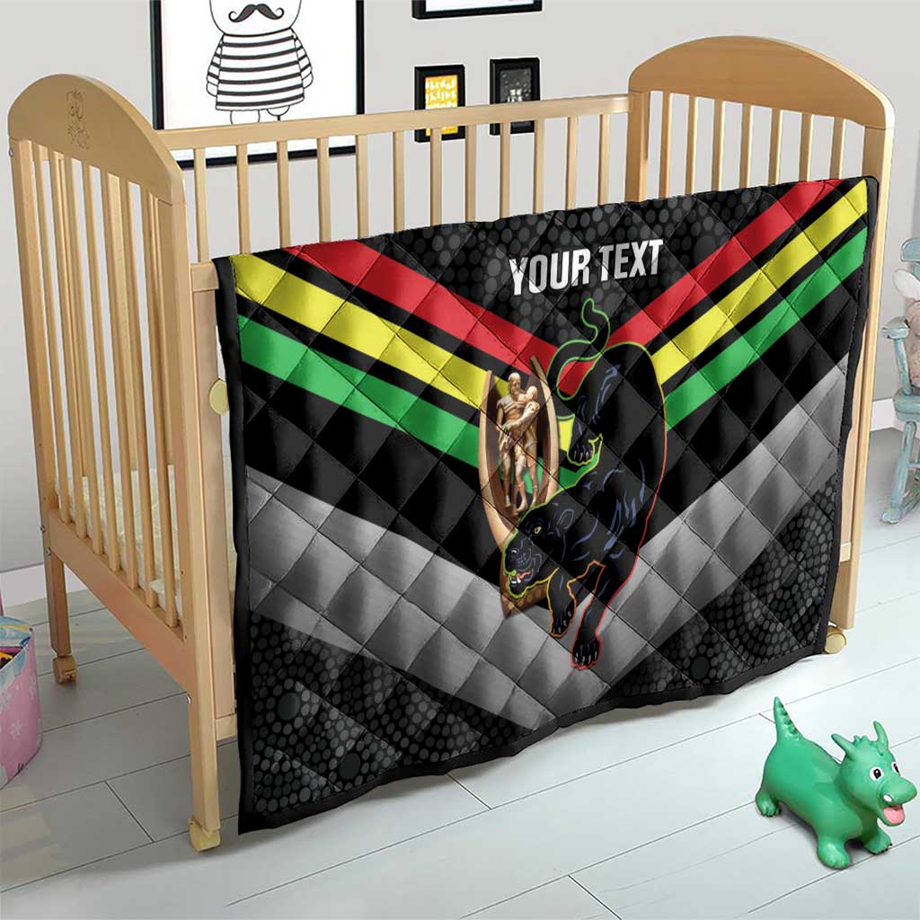 Personalised Panthers Rugby 2024 Quilt Mascot With Trophy Go Champions Aboriginal Art