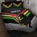 Personalised Panthers Rugby 2024 Quilt Bed Set Mascot With Trophy Go Champions Aboriginal Art