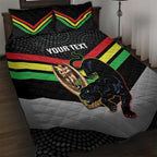 Personalised Panthers Rugby 2024 Quilt Bed Set Mascot With Trophy Go Champions Aboriginal Art