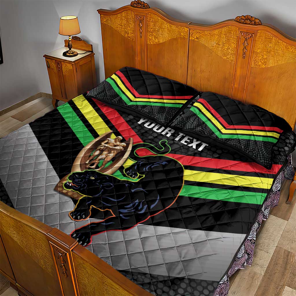 Personalised Panthers Rugby 2024 Quilt Bed Set Mascot With Trophy Go Champions Aboriginal Art