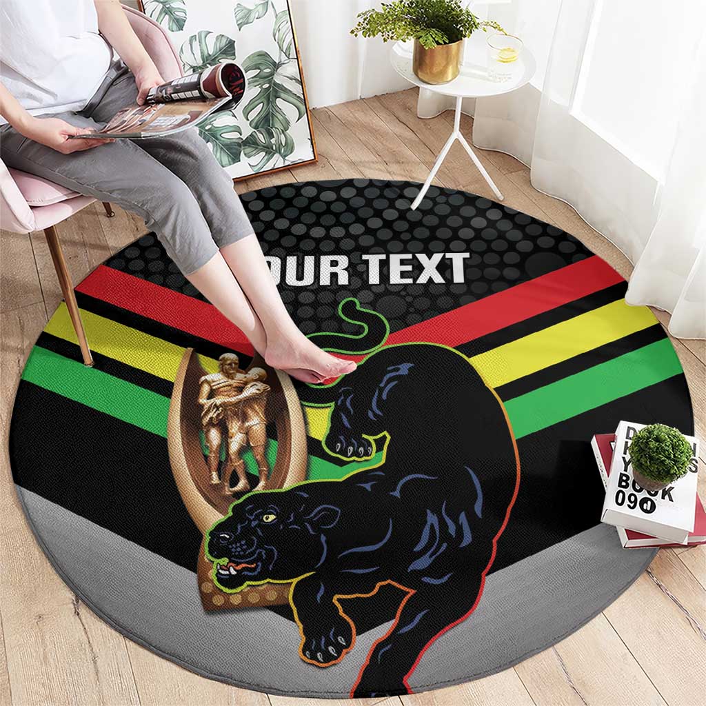 Personalised Panthers Rugby 2024 Round Carpet Mascot With Trophy Go Champions Aboriginal Art