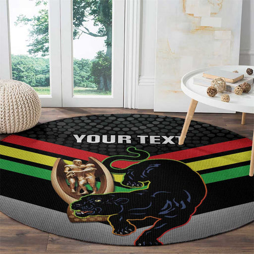 Personalised Panthers Rugby 2024 Round Carpet Mascot With Trophy Go Champions Aboriginal Art