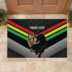 Personalised Panthers Rugby 2024 Rubber Doormat Mascot With Trophy Go Champions Aboriginal Art