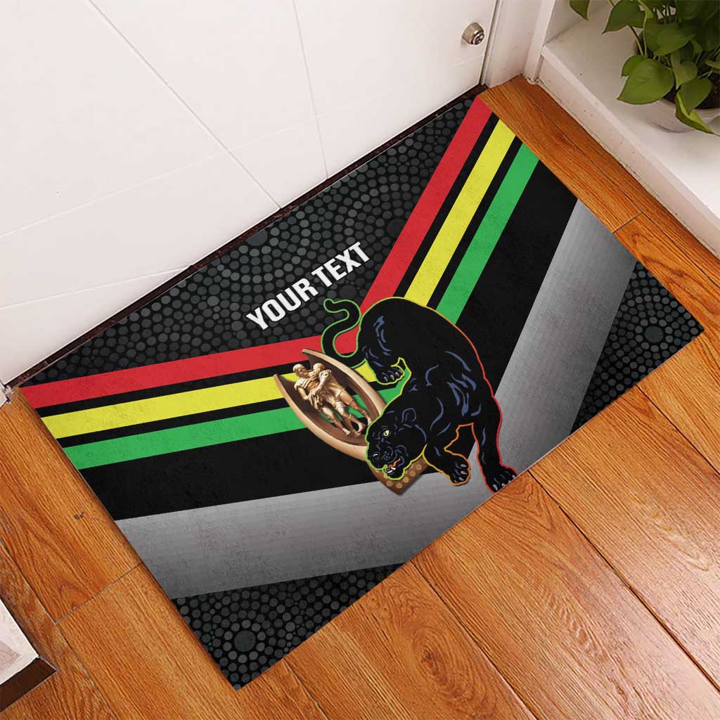 Personalised Panthers Rugby 2024 Rubber Doormat Mascot With Trophy Go Champions Aboriginal Art