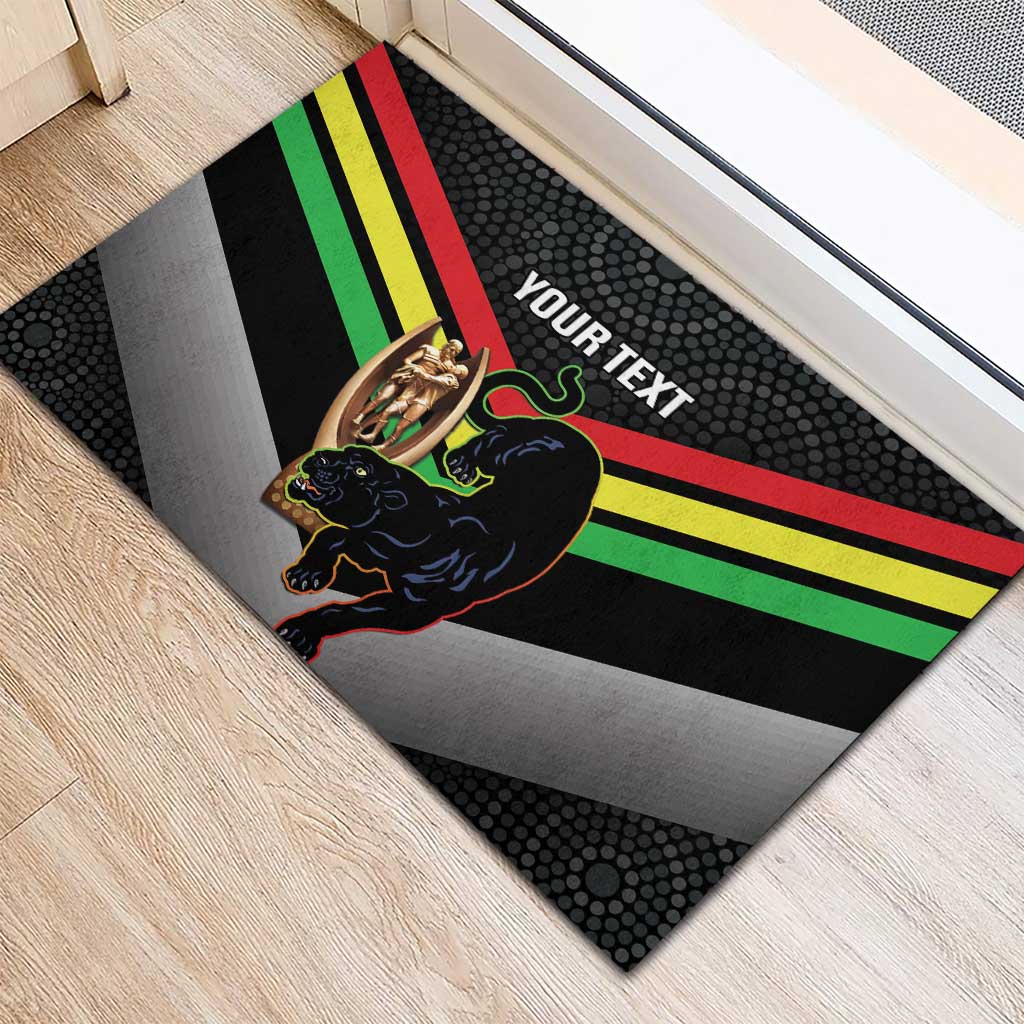 Personalised Panthers Rugby 2024 Rubber Doormat Mascot With Trophy Go Champions Aboriginal Art