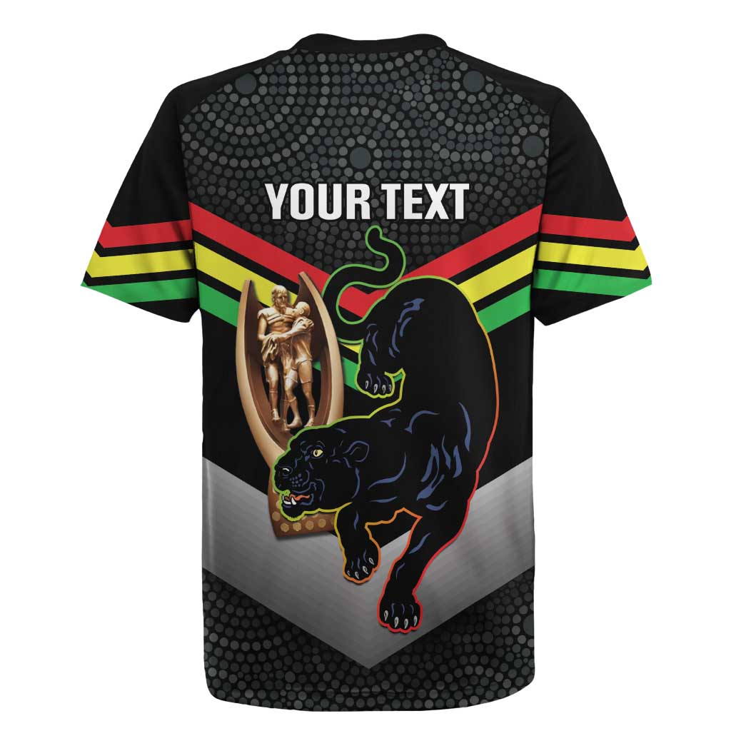 Personalised Panthers Rugby 2024 Rugby Jersey Mascot With Trophy Go Champions Aboriginal Art