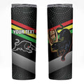 Personalised Panthers Rugby 2024 Skinny Tumbler Mascot With Trophy Go Champions Aboriginal Art