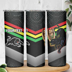 Personalised Panthers Rugby 2024 Skinny Tumbler Mascot With Trophy Go Champions Aboriginal Art