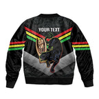 Personalised Panthers Rugby 2024 Sleeve Zip Bomber Jacket Mascot With Trophy Go Champions Aboriginal Art