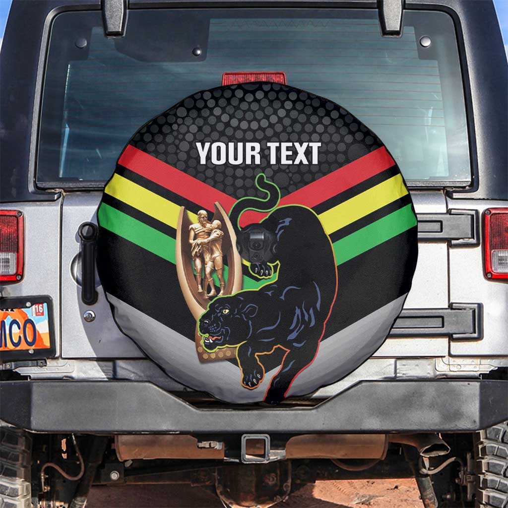 Personalised Panthers Rugby 2024 Spare Tire Cover Mascot With Trophy Go Champions Aboriginal Art