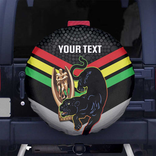 Personalised Panthers Rugby 2024 Spare Tire Cover Mascot With Trophy Go Champions Aboriginal Art