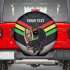 Personalised Panthers Rugby 2024 Spare Tire Cover Mascot With Trophy Go Champions Aboriginal Art
