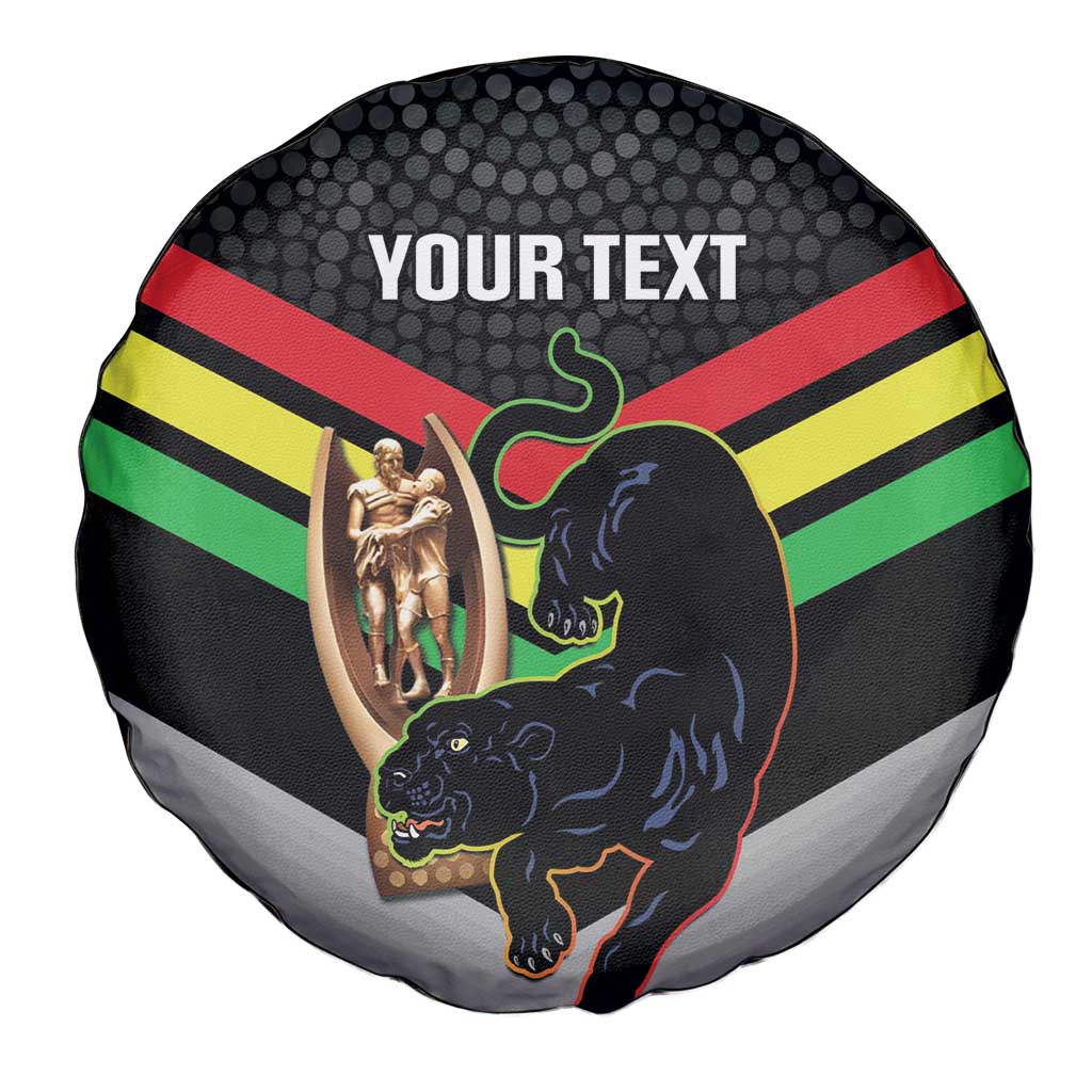 Personalised Panthers Rugby 2024 Spare Tire Cover Mascot With Trophy Go Champions Aboriginal Art