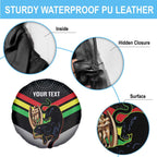 Personalised Panthers Rugby 2024 Spare Tire Cover Mascot With Trophy Go Champions Aboriginal Art