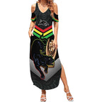 Personalised Panthers Rugby 2024 Summer Maxi Dress Mascot With Trophy Go Champions Aboriginal Art