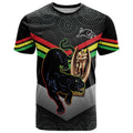 Personalised Panthers Rugby 2024 T Shirt Mascot With Trophy Go Champions Aboriginal Art