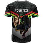 Personalised Panthers Rugby 2024 T Shirt Mascot With Trophy Go Champions Aboriginal Art