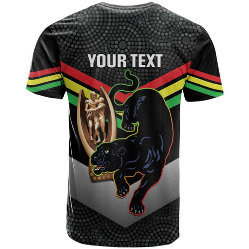 Personalised Panthers Rugby 2024 T Shirt Mascot With Trophy Go Champions Aboriginal Art
