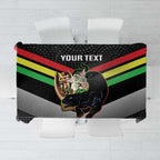 Personalised Panthers Rugby 2024 Tablecloth Mascot With Trophy Go Champions Aboriginal Art