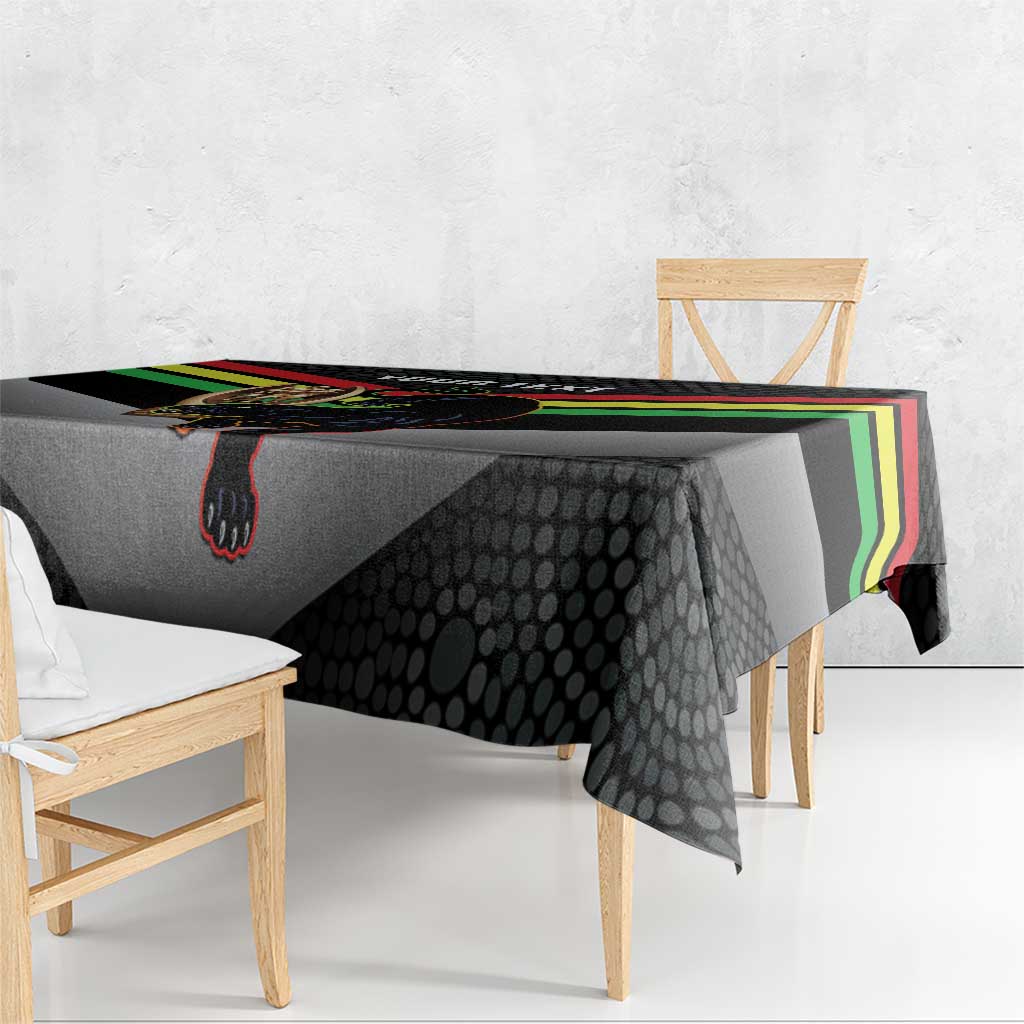 Personalised Panthers Rugby 2024 Tablecloth Mascot With Trophy Go Champions Aboriginal Art