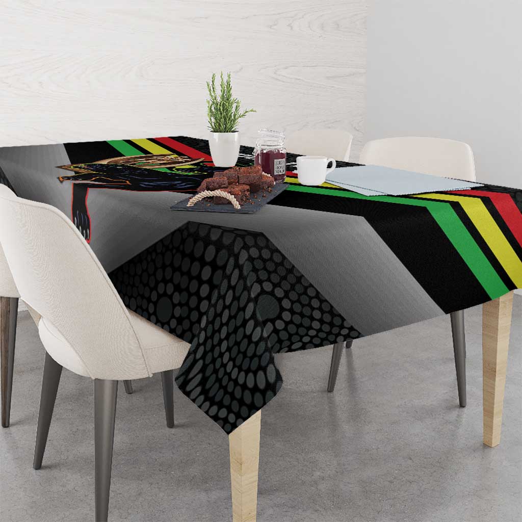 Personalised Panthers Rugby 2024 Tablecloth Mascot With Trophy Go Champions Aboriginal Art