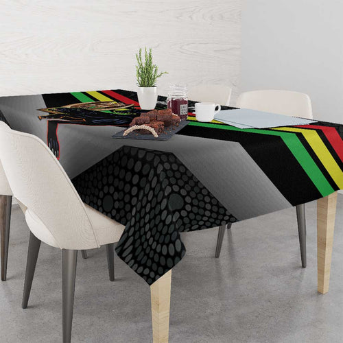Personalised Panthers Rugby 2024 Tablecloth Mascot With Trophy Go Champions Aboriginal Art