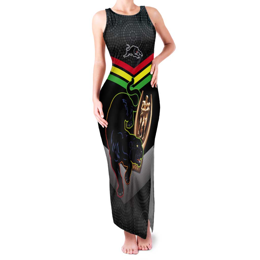 Personalised Panthers Rugby 2024 Tank Maxi Dress Mascot With Trophy Go Champions Aboriginal Art