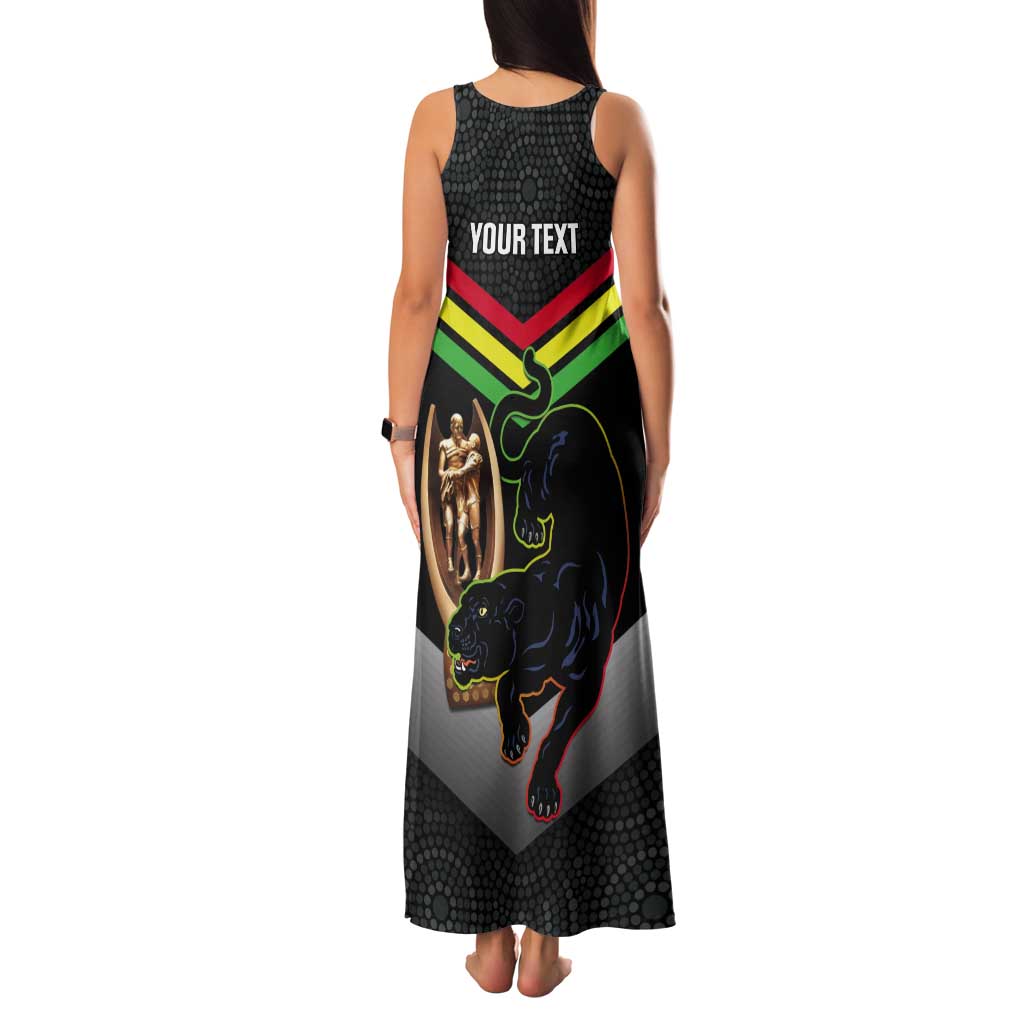 Personalised Panthers Rugby 2024 Tank Maxi Dress Mascot With Trophy Go Champions Aboriginal Art