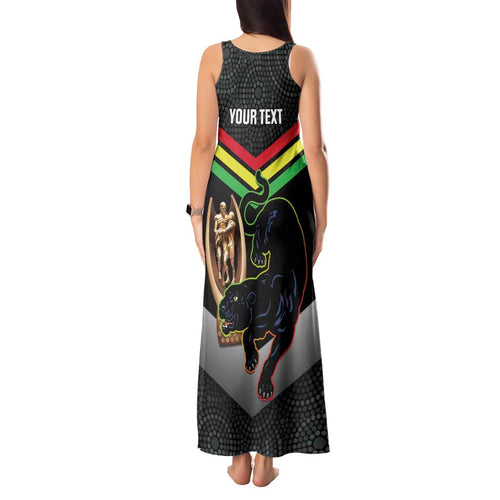Personalised Panthers Rugby 2024 Tank Maxi Dress Mascot With Trophy Go Champions Aboriginal Art