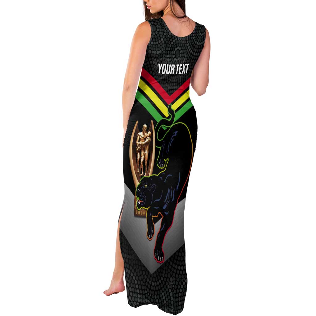 Personalised Panthers Rugby 2024 Tank Maxi Dress Mascot With Trophy Go Champions Aboriginal Art