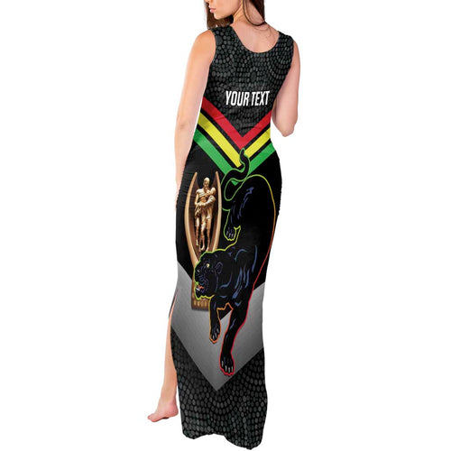 Personalised Panthers Rugby 2024 Tank Maxi Dress Mascot With Trophy Go Champions Aboriginal Art