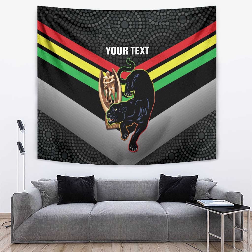 Personalised Panthers Rugby 2024 Tapestry Mascot With Trophy Go Champions Aboriginal Art