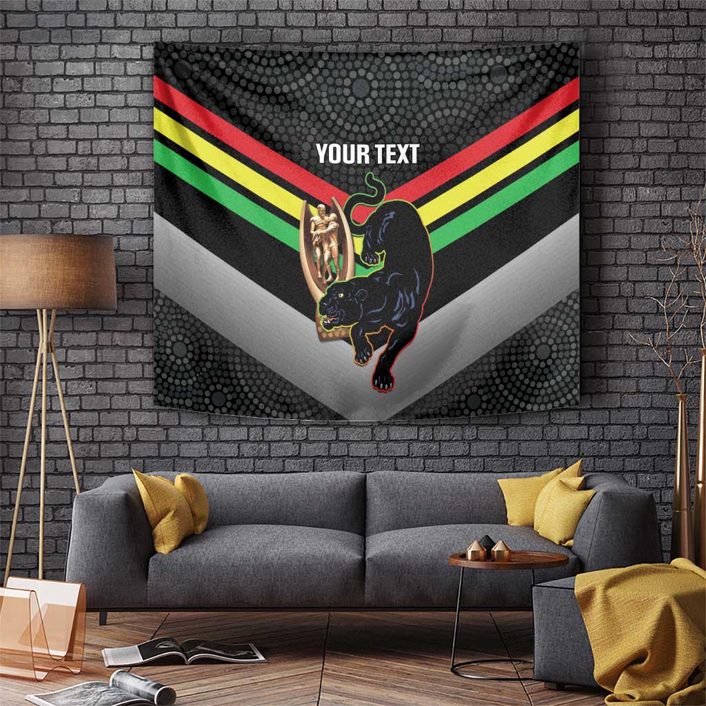 Personalised Panthers Rugby 2024 Tapestry Mascot With Trophy Go Champions Aboriginal Art