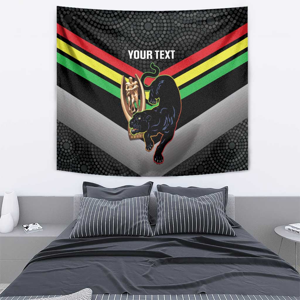 Personalised Panthers Rugby 2024 Tapestry Mascot With Trophy Go Champions Aboriginal Art