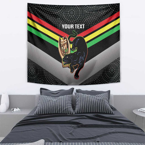 Personalised Panthers Rugby 2024 Tapestry Mascot With Trophy Go Champions Aboriginal Art
