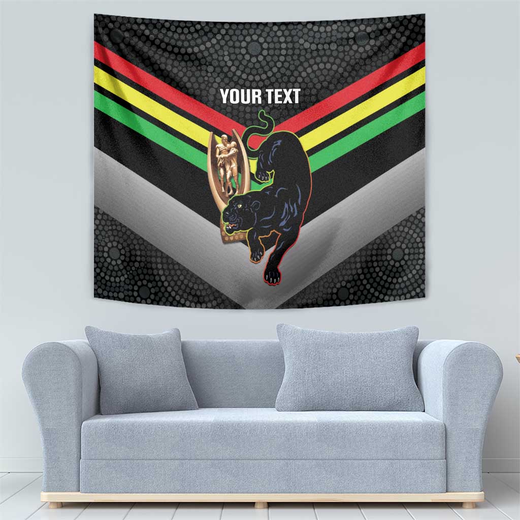 Personalised Panthers Rugby 2024 Tapestry Mascot With Trophy Go Champions Aboriginal Art