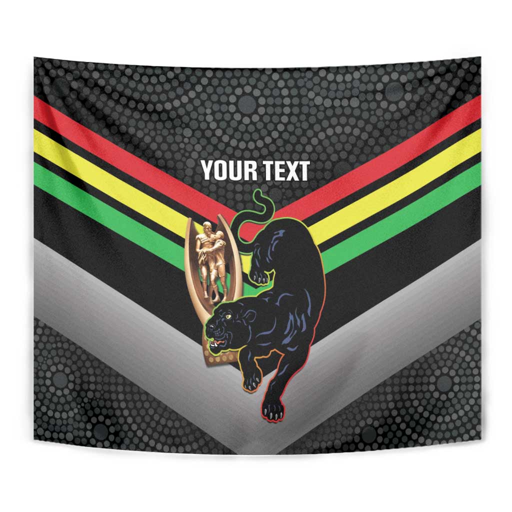 Personalised Panthers Rugby 2024 Tapestry Mascot With Trophy Go Champions Aboriginal Art