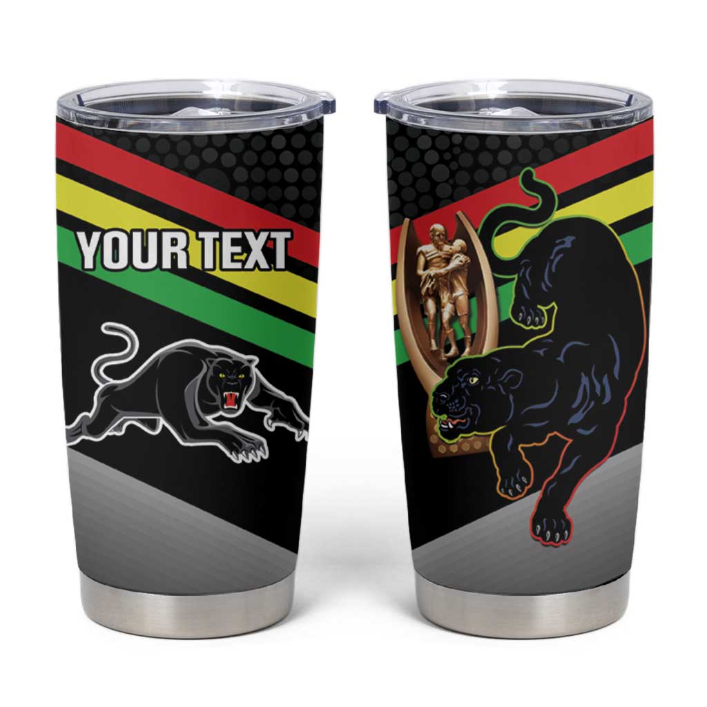 Personalised Panthers Rugby 2024 Tumbler Cup Mascot With Trophy Go Champions Aboriginal Art