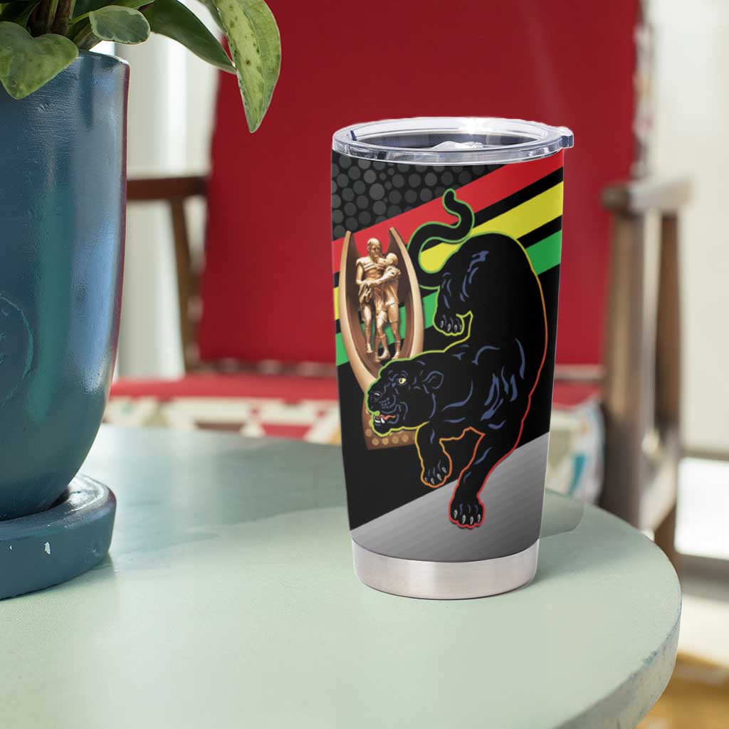 Personalised Panthers Rugby 2024 Tumbler Cup Mascot With Trophy Go Champions Aboriginal Art