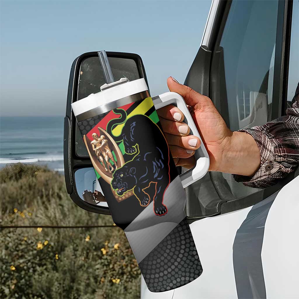 Personalised Panthers Rugby 2024 Tumbler With Handle Mascot With Trophy Go Champions Aboriginal Art