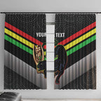 Personalised Panthers Rugby 2024 Window Curtain Mascot With Trophy Go Champions Aboriginal Art
