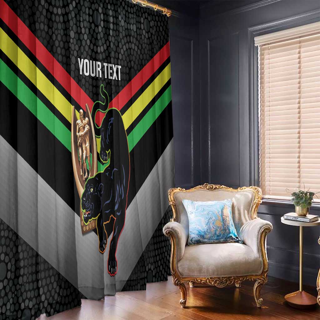 Personalised Panthers Rugby 2024 Window Curtain Mascot With Trophy Go Champions Aboriginal Art